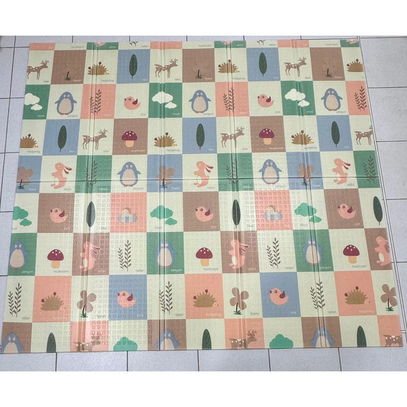 Tapete De Juego Plegable Gateo Bebé 200x180 Cm Doble Faz Elefante-pinguino