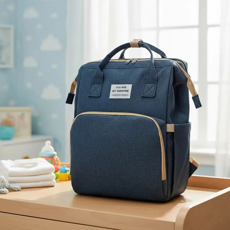 Pañalera Multifuncional Bebe Mochila Con Puerto Usb 10984-1 Azul Liso