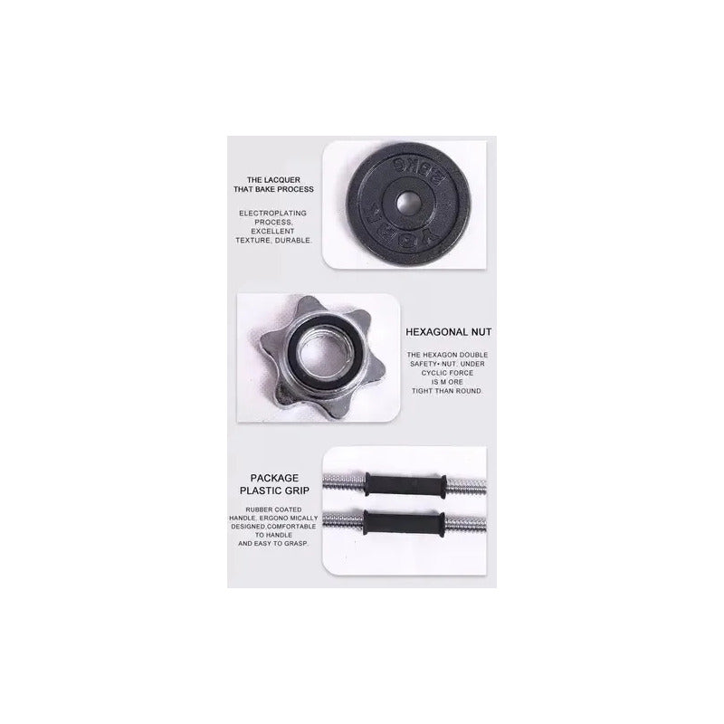 Kit Pesas Mancuernas 20 Kg 40 Lb Gimnasio Portatil + Estuche Negro