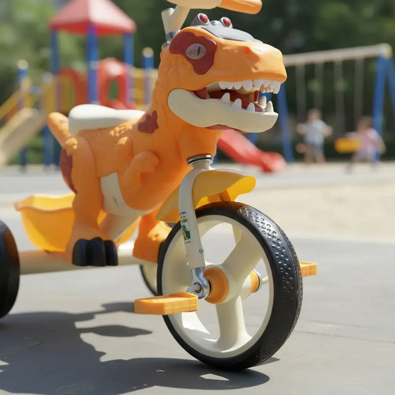 Triciclo Bicicleta Dinosaurio Con Música Y Cesta Tr-064
