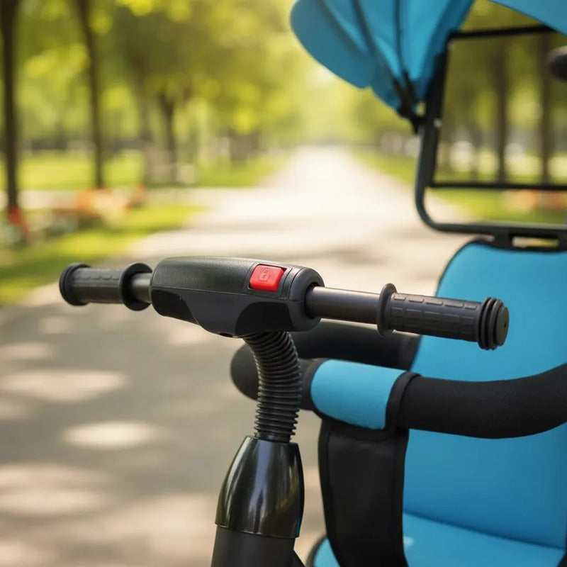 Triciclo Paseador Con Guía Bebe Infantil  Paseador 6041 Azul