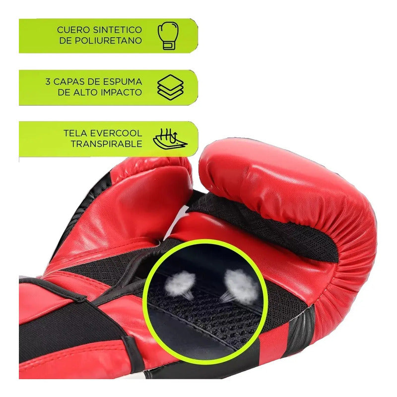 Guantes De Boxeo Profesionales 12 Onzas 12oz Rojo