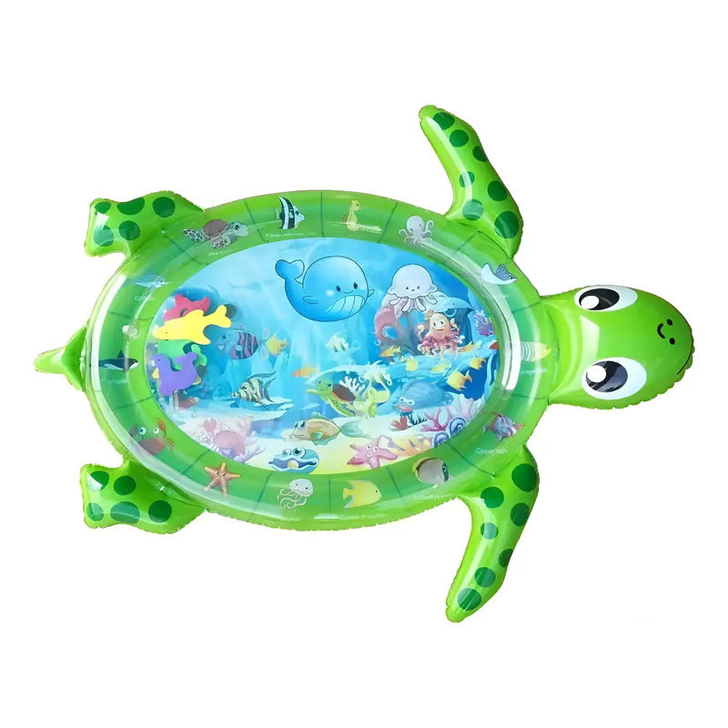 Alfombra De Juego Inflable Agua Bebé Animales Marinos Verde 87x45 Cm