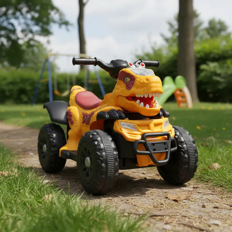 Cuatrimoto Eléctrica Niños Musica Luces Dino Mt003 Color Naranja