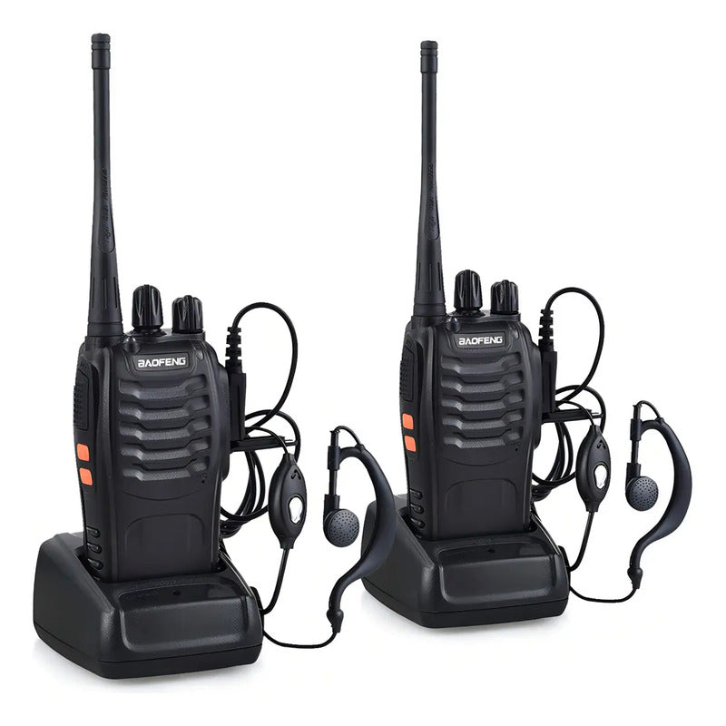 2 Pack Radios Walkie Talkie Bf-888s Recargable,con Manos Libres Color Negro Baofeng Uhf