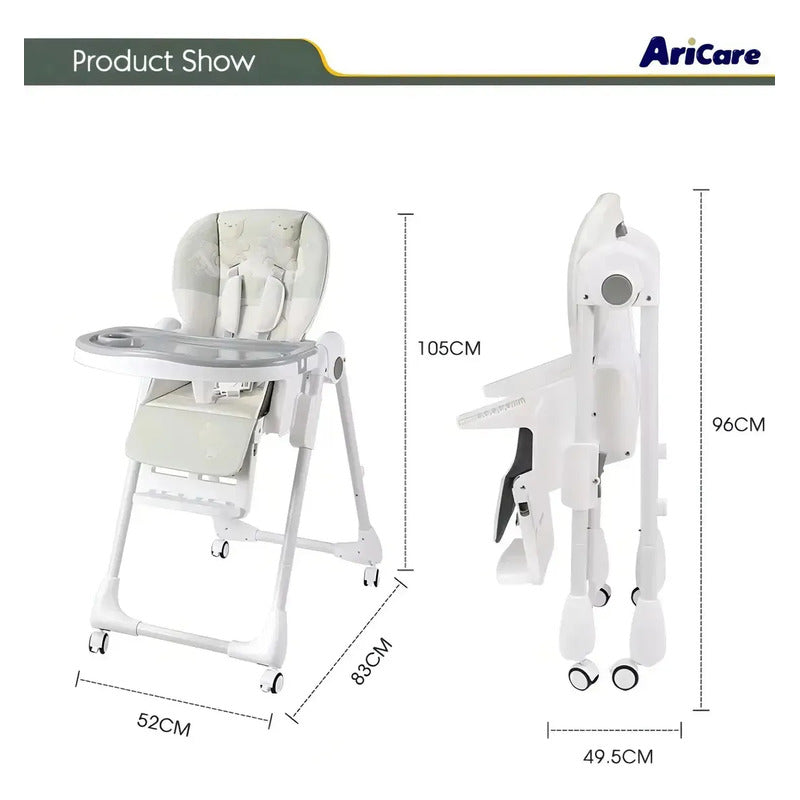 Silla Comedor Kidshop Doble Bandeja Plegable Elefante Blanco