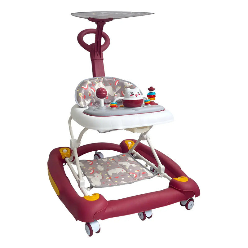 Caminador Mecedora Guia Musical Bebe Tapete Saltarin 834b Color Rojo