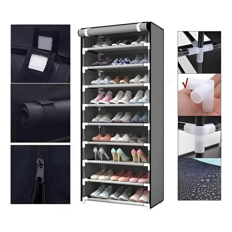 Organizador De Zapatos Zapatero 9 Niveles Color Gris