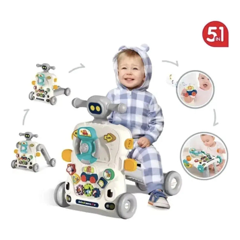 Andadera Caminador Kidshop 5 En 1 Mesa Y Actividades He0830 Color Azul