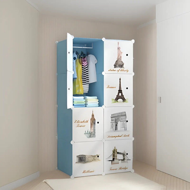 Armario Organizador Ropa Y Juguetes Modulos Closet Portatil Color Azul