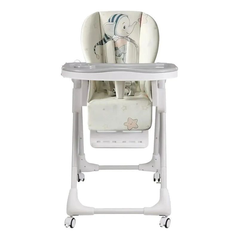 Silla Comedor Kidshop Doble Bandeja Plegable Elefante Blanco