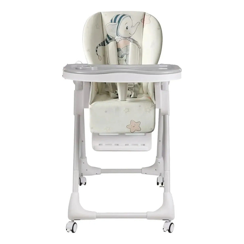 Silla Comedor Kidshop Doble Bandeja Plegable Elefante Blanco