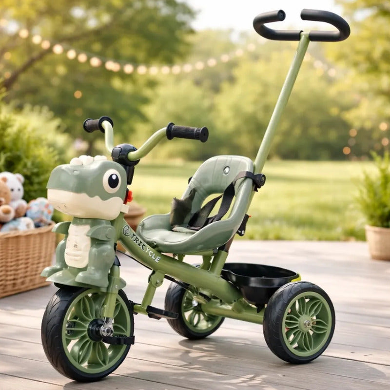 Triciclo Infantil Dinosaurio Con Música Y Cesta Tr-066