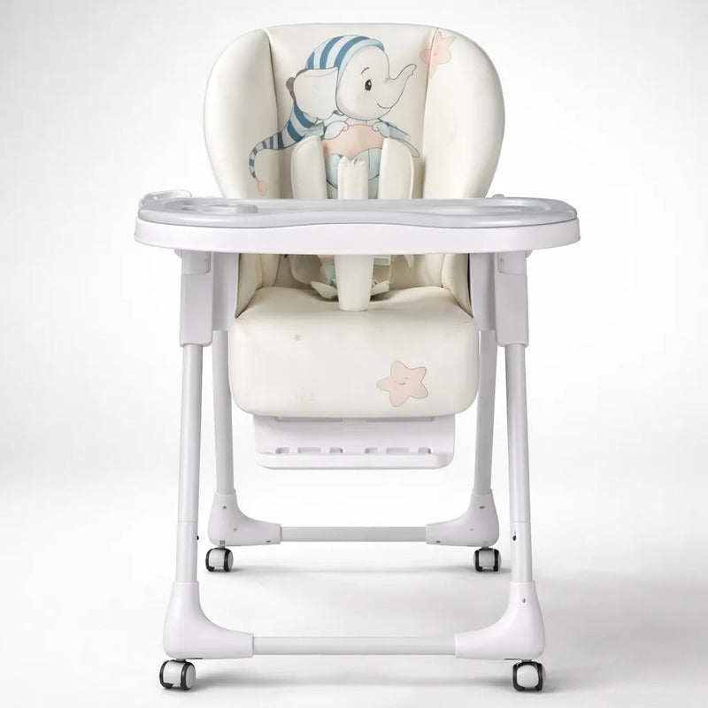 Silla Comedor Kidshop Doble Bandeja Plegable Elefante Blanco