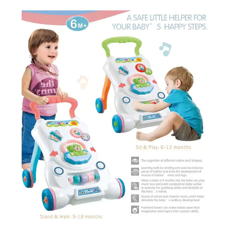 Andadera Caminador Bebes Primeros Pasos Musical Luces Osito Color Naranja