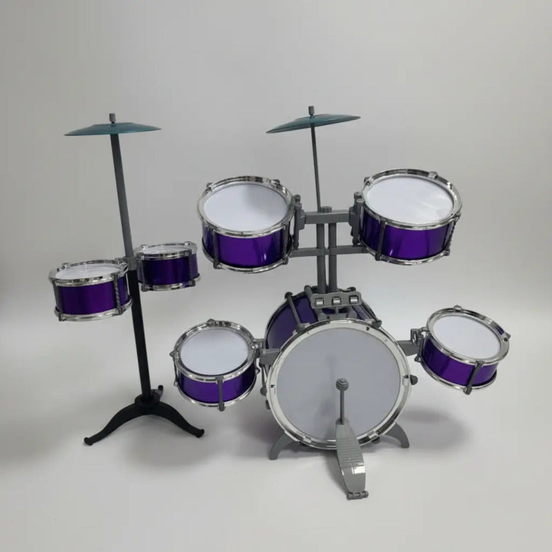 Set Batería Musical 7tambores + Silla Niños Percusión Hk8031 Color Morado