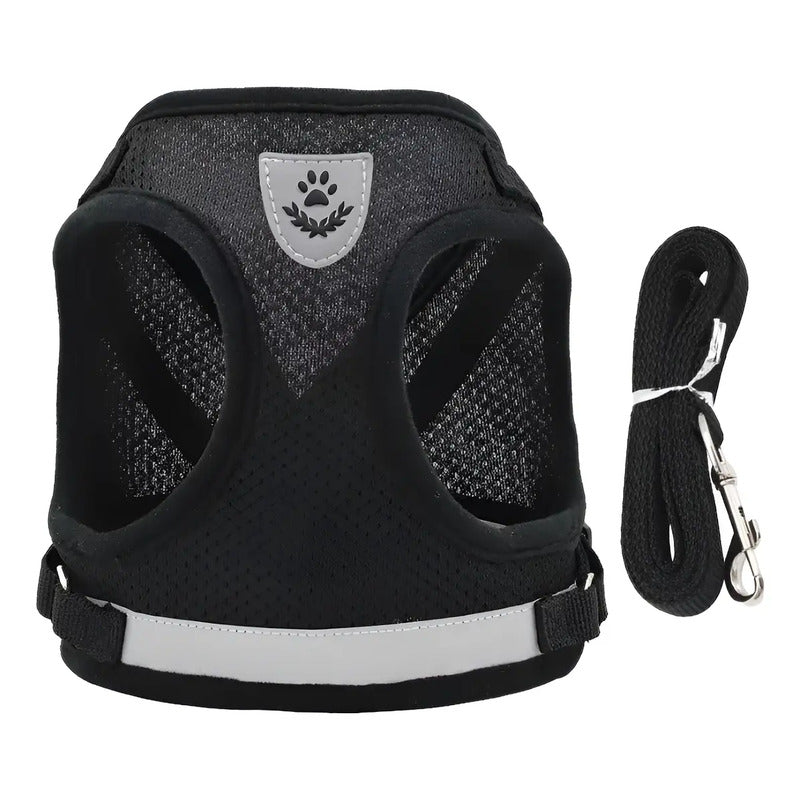 Arnés Pechera Correa Collar Ajustable Para Perros Y Gatos