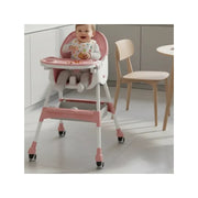Silla Comedor Bebe Doble Altura Infantil Acolchado 4 En 1 Lisa Rosa Claro