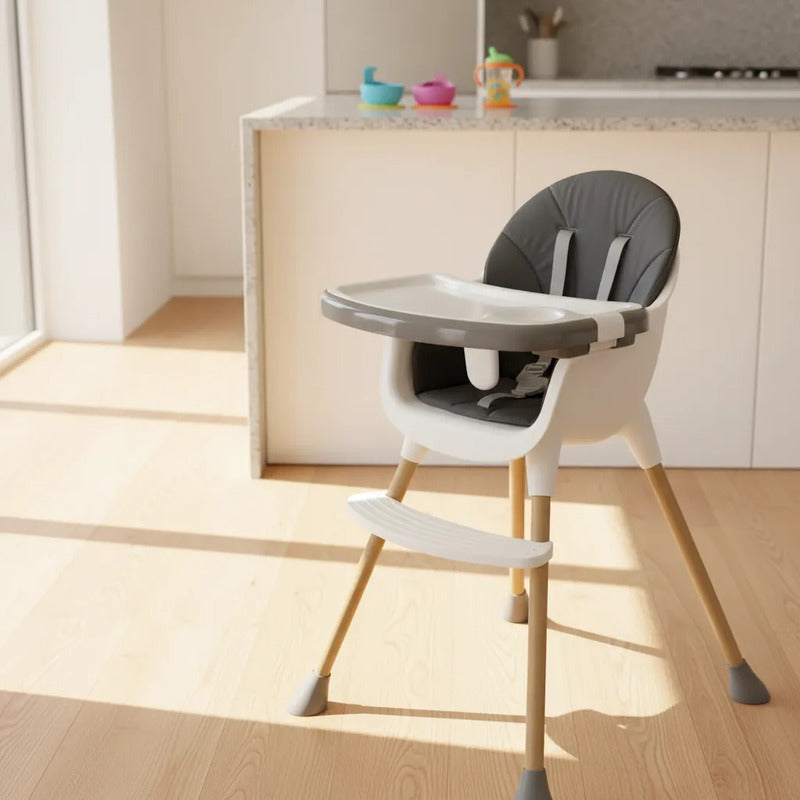 Silla De Comer Para Bebé Kidshop Doble Bandeja 45138 Liso Gris