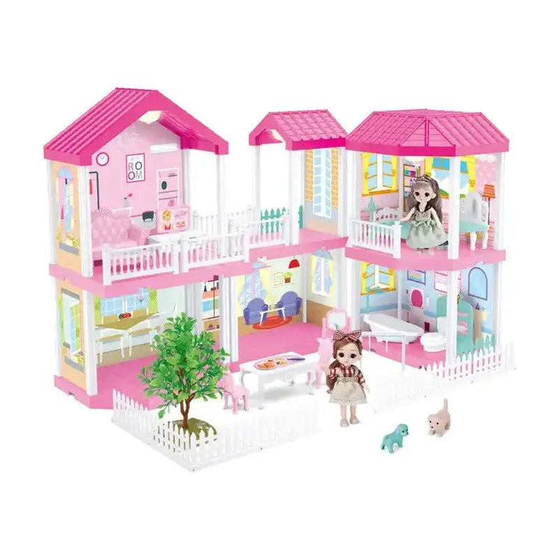 Casa De Muñecas Infantil Cocina Y Comedor, Patio Pretty Rosado