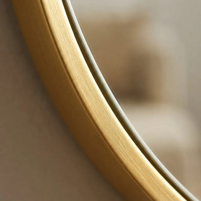 Espejo Redondo 40x40 De Metal Para Pared Dorado