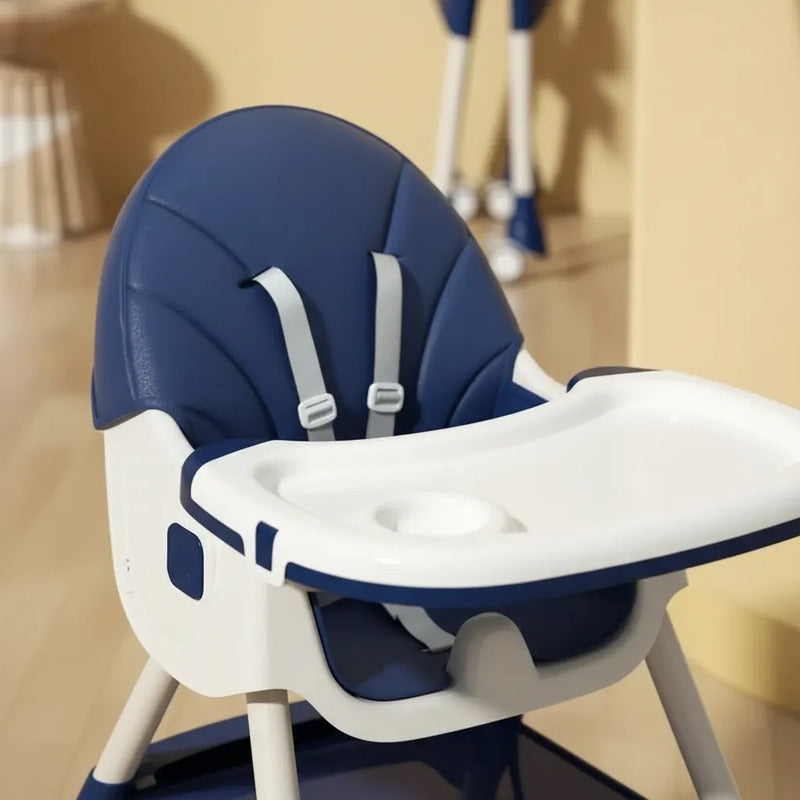 Silla Comedor Bebe Doble Altura Infantil Acolchado 4 En 1 Lisa Azul