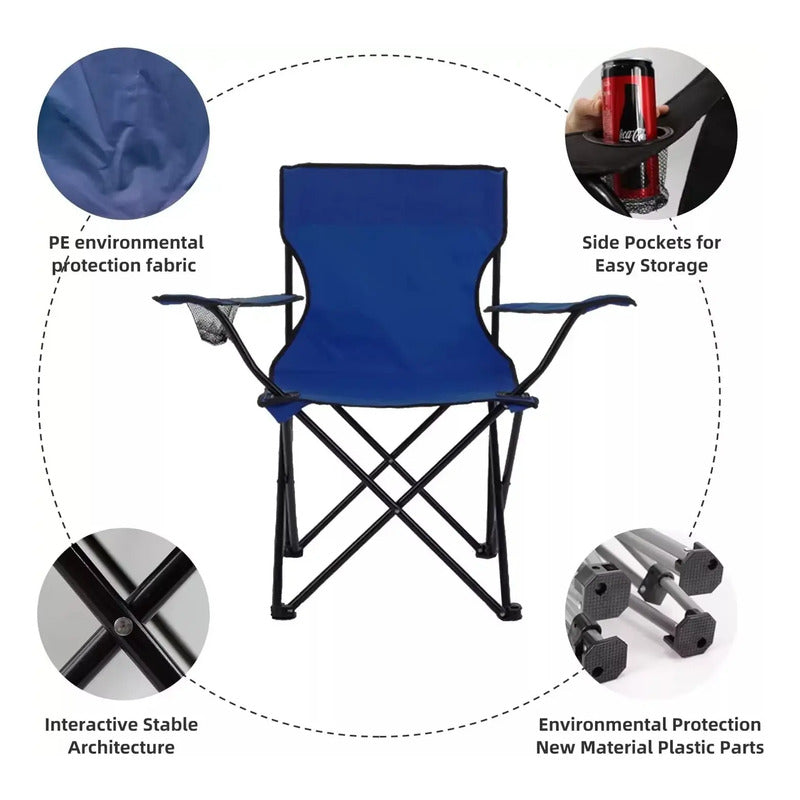 Silla Plegable Con Soporte Para Brazo Camping Parque Playa