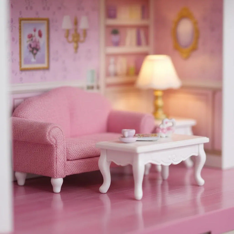 Casa De Muñecas Infantil Con Cocina, Comedor Y Patio Kidshop Rosa