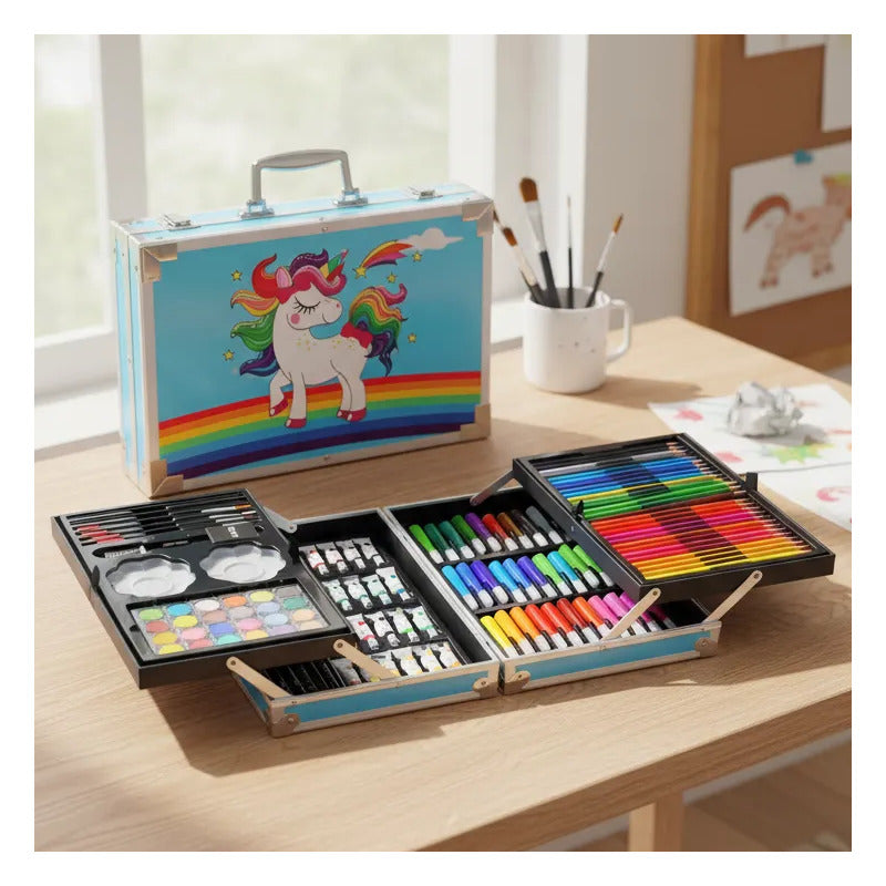 Set Kit De Colores Arte Infantil 145 Piezas Azul