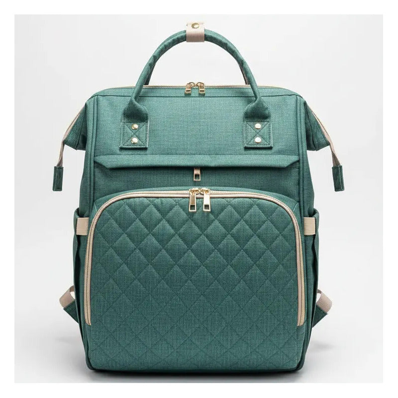 Bolso Pañalera Morral Moderno De Bebe 11519-14 Verde Lisa