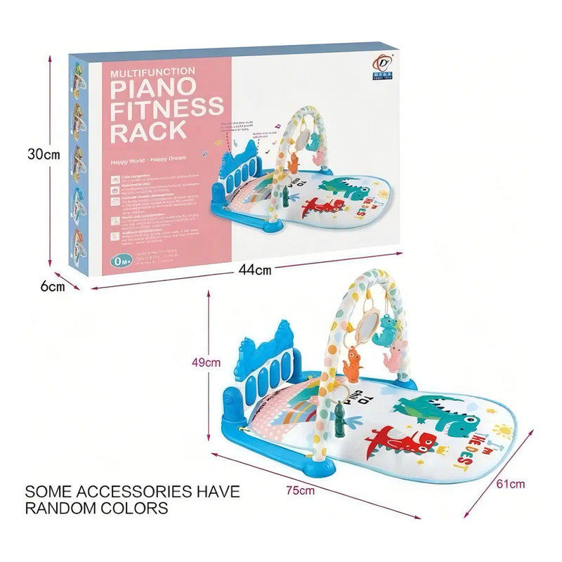 Gimnasio Piano Manta Con Sonajeros Para Bebes Y Con Sonidos Color Celeste Expreso Polar