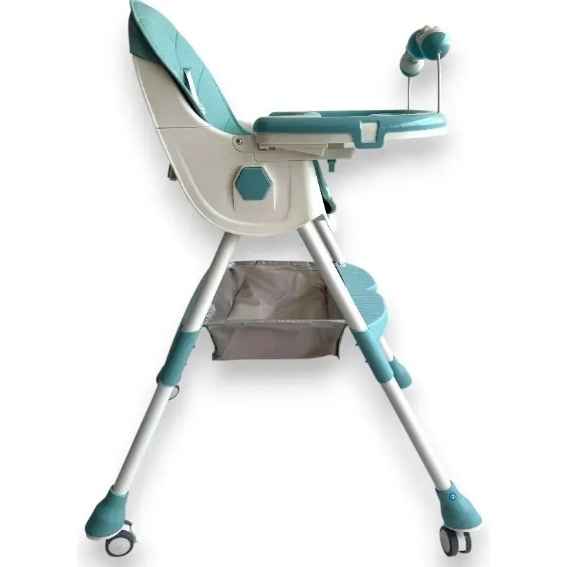 Silla Comedor Juguetes Para Bebe Freno Plegable Con Ruedas Color Agua