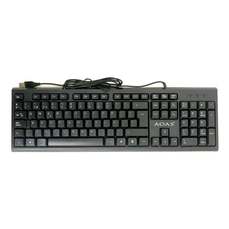 Teclado Aoas M200 Usb Español Latinoamérica Negro Resistente A Salpicaduras Español Latinoamericano