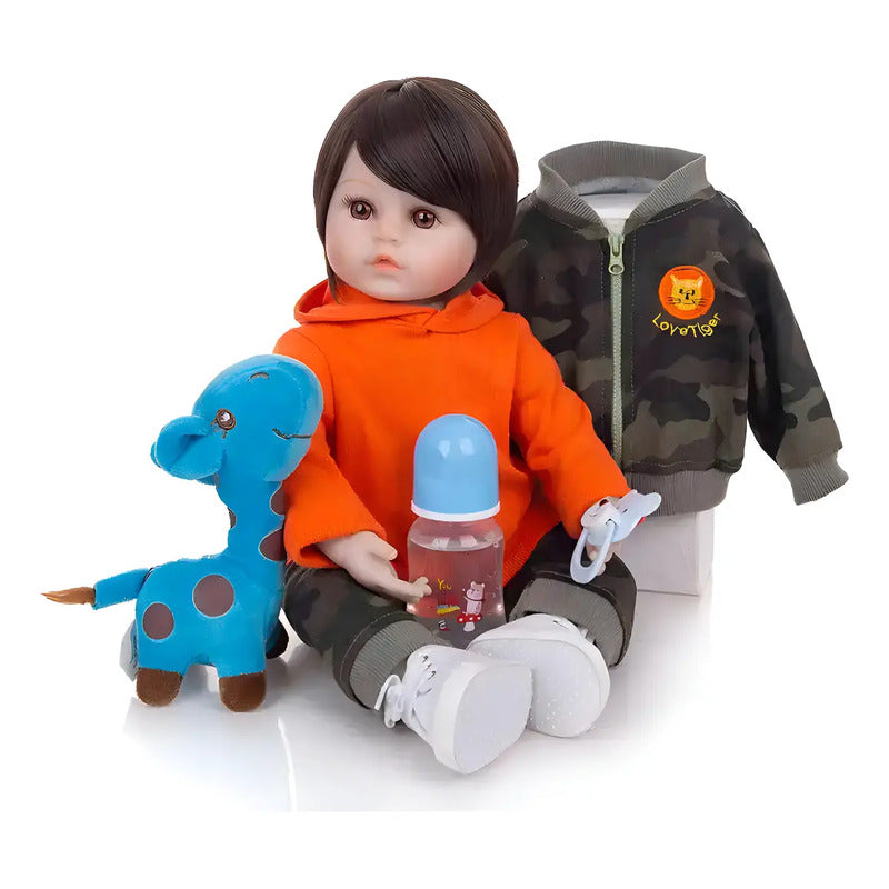 Bebe Aspecto Realista Niño + Accesorios Camuflado