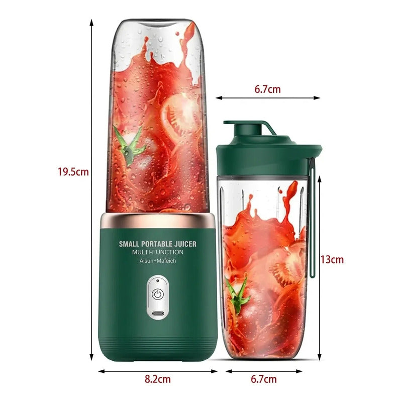 Mini Licuadora Portátil Con Doble Vaso 400ml Verde 12v