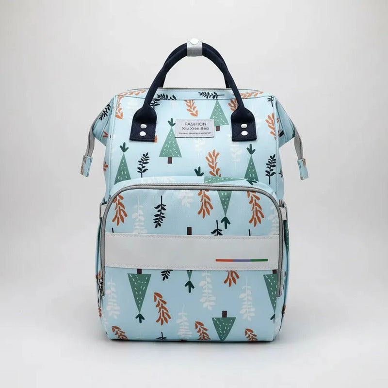 Bolso Pañalera Morral Moderno De Bebe Estampados 11519-8 Azul Claro Pino