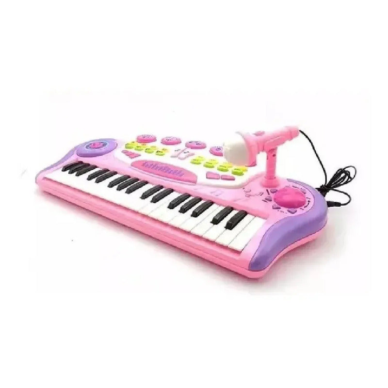 Organeta Piano Teclado Mp3 Para Niños Con Silla Color Rosa 110v