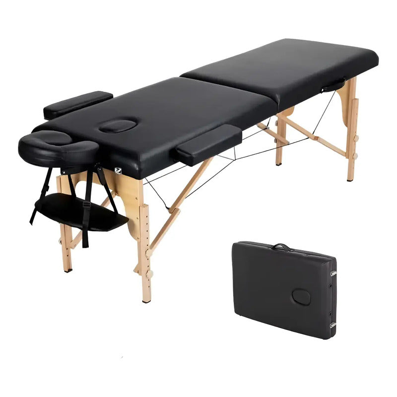 Cama Masaje Spa Portatil Reclinable Estuche Profesional Negro