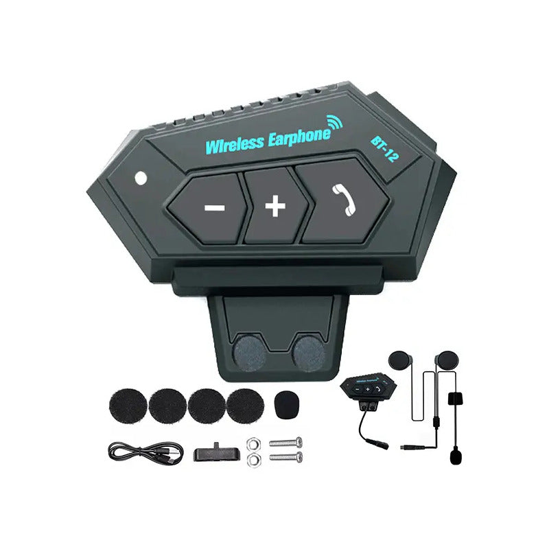 Intercomunicador Auriculares Casco Bluetooh Bt12 Moto Musica Sikeo Color Negro