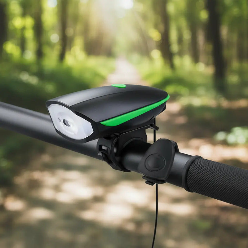 Luz Linterna Blanca Con Pito Bicicleta Recargable 250 Lumens