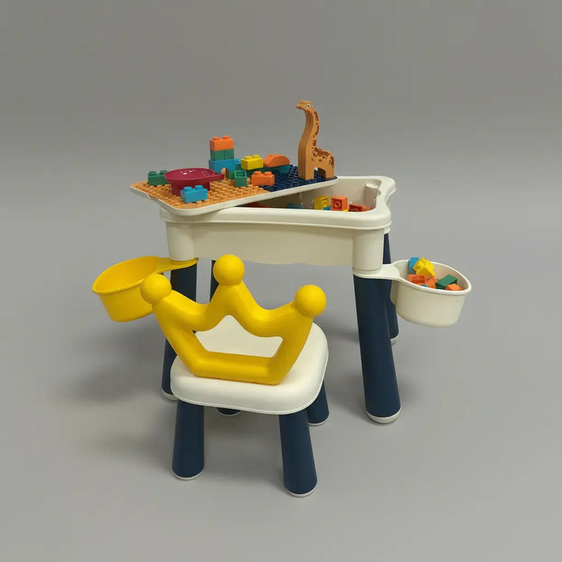 Mesa Didáctica De Bloques Para Armar+silla Infantil Rt1257-1 Azul
