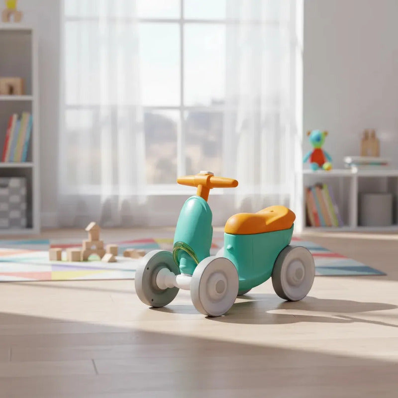 Carrito Montable Impulso De Bebe Luces Y Sonido Color Verde-naranja