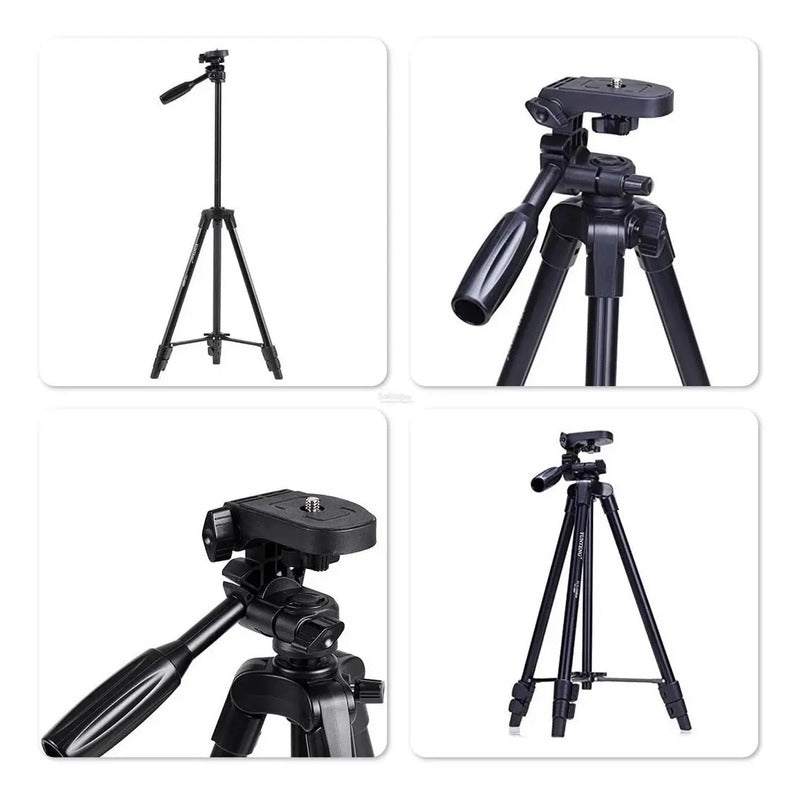 Nuevo Tripode Yunfeng 3388  Con Soporte Para Celular Con Niv Negro