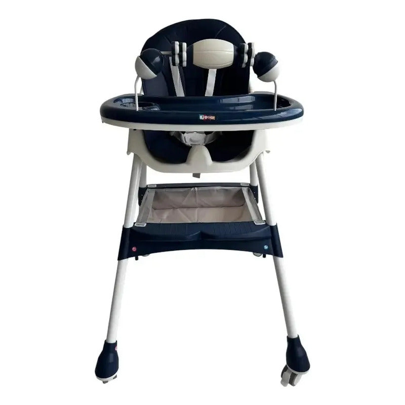 Silla Comedor Para Bebe Plegable Con Ruedas 555-13a Color Azul Liso