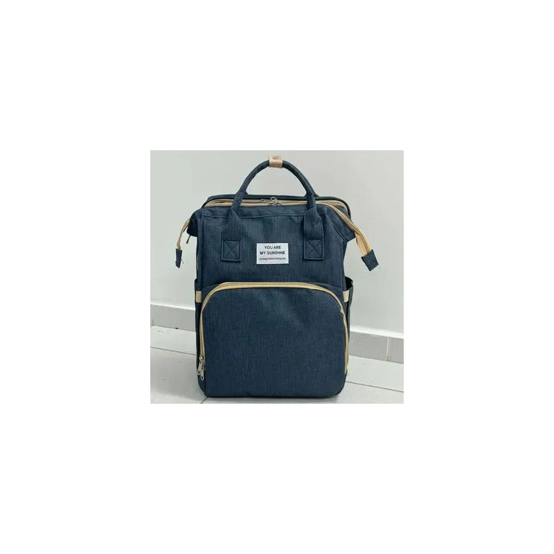 Pañalera Multifuncional Bebe Mochila Con Puerto Usb 10984-1 Azul Oscuro Liso