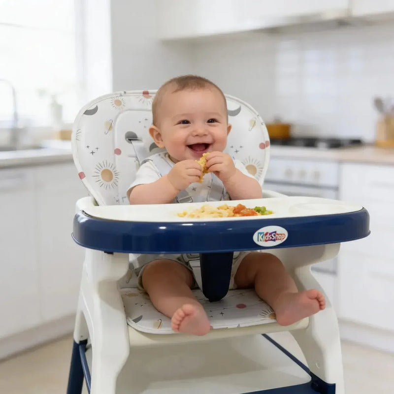 Silla Comedor Escritorio Multifuncional 3 En 1 Bebes O Niños Azul