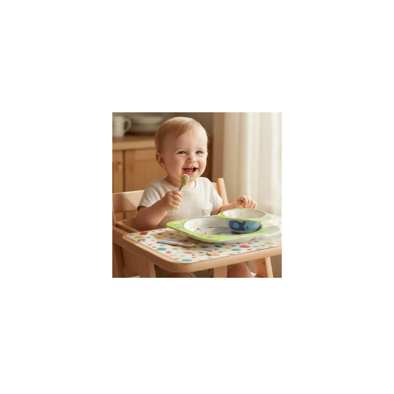 Set Vajilla Bebes Niños Bambu 5 Piezas Plato Con Divisiones