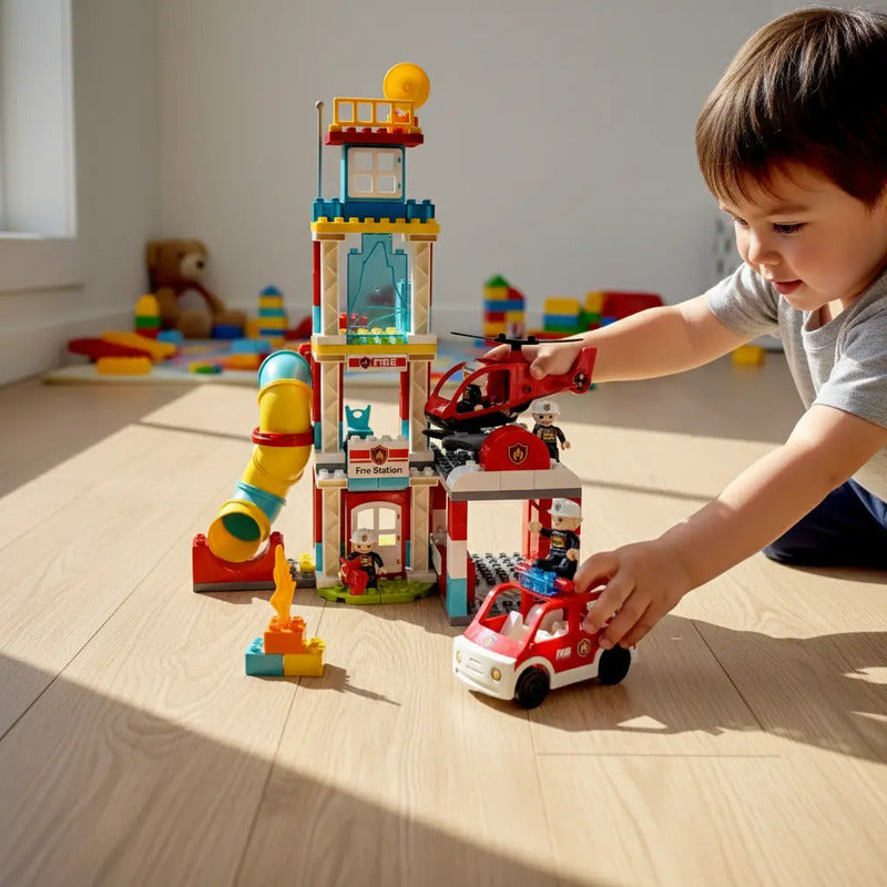 Set De Construcción Kidshop Armatodo 9822m 128 Piezas En Caja Estacion De Bombero