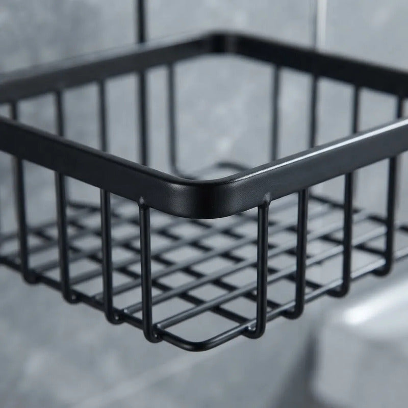 Organizador De Baño Esquinero Pared Acero 5 Estantes Negro Negro
