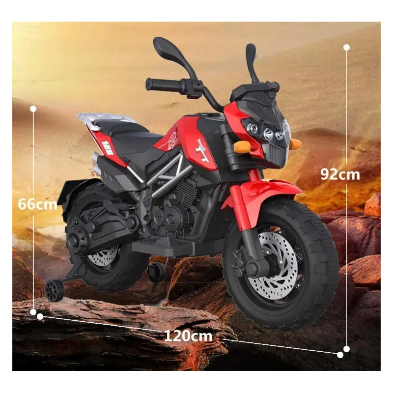 Moto Electrica Cross Llantas Auxliares, 2 A 6 Años,sonidos